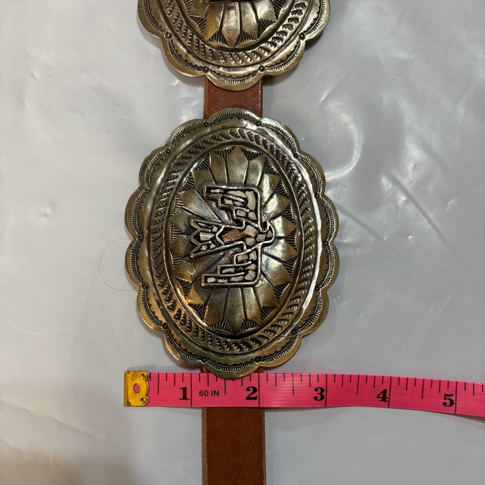 Rodeo Quincy - Barbosa Thunderbird Silver and Brown Concho Belt - Picture 10 of 16